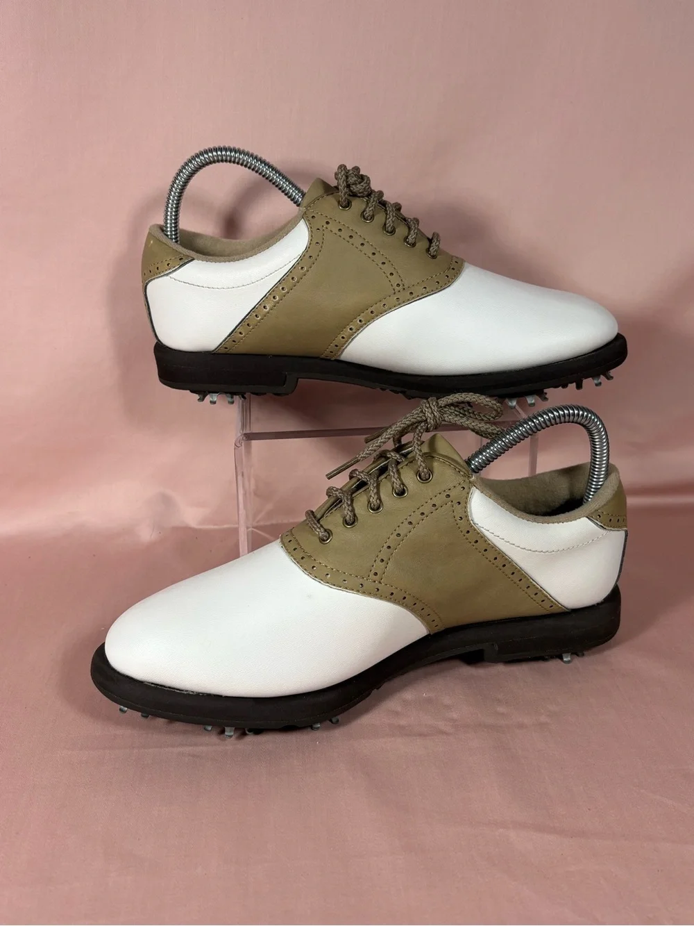 FootJoy GreenJoys Women's White/Tan Saddle Golf Shoes Size 7M